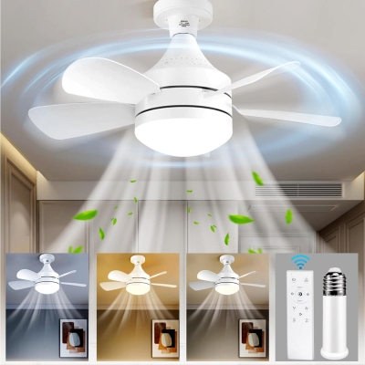 18 in. Socket Fan Light with Remote, Screw In Bedroom Ceiling Fans with Lights, Small Dimmable Bedroom Living Room Kitchen Ceiling Fan with Light