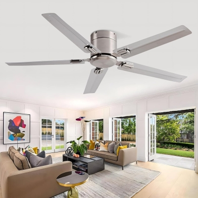 52 in. Indoor Outdoor Stainless Steel Ceiling Fans with 5 Blades Remote Control, Low Profile Ceiling Fan for Patio Living Room Bedroom Office
