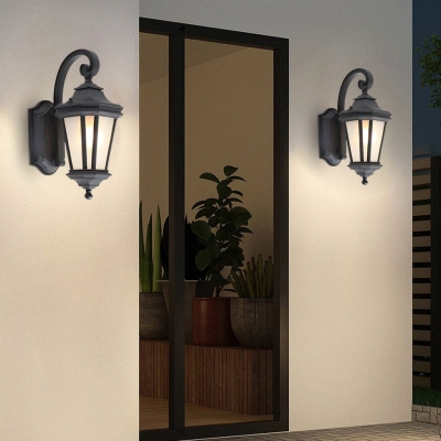 Elegant Vintage Waterproof Outdoor Wall Light with Aluminum Body and Glass Lampshade, Perfect for Garage Doorways, Front Porches, and Yards