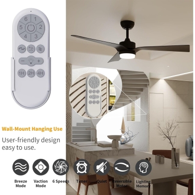 52 in. Unique Ceiling Fans with Lights and Remote Control, Indoor Ceiling Fans for Bedroom Living Room, Outdoor Fan for Patio