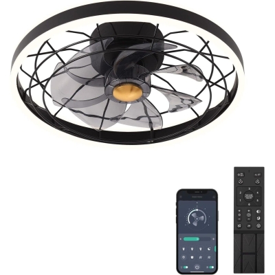 LED Ceiling Fan and Light, Modern Ceiling Fan, Black Ceiling Fan with Lights APP Remote Control, Bedroom Ceiling Fans, Living Room Ceiling Fan with Light