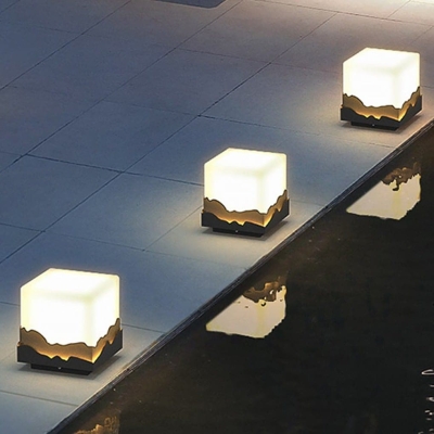 Mountain Scenery Design Solar Garden Lights, Stainless Steel, Waterproof, Rust-Proof, High Light Transmittance for Path, Yard, Lawn, Patio