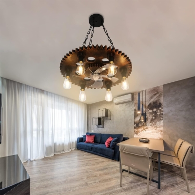 Farmhouse Ceiling Fan with Light and Remote Control, Retro Ceiling Fan with Lights for Living Room, Copper Vintage Ceiling Fans