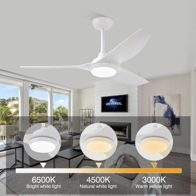 52 in. Ceiling Fan with Lights and Remote, White Modern Fan with Light, Low Profile Ceiling Fan and Light for Bedroom