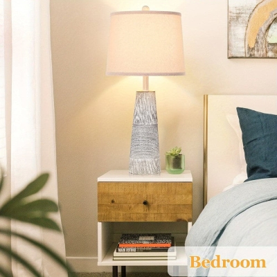 Set of 2 Traditional Table Lamp Desk Lamp, Farmhouse Bedside Lamp with USB Port Rotary Switch for Livirng Room  Bedroom Table NightStand