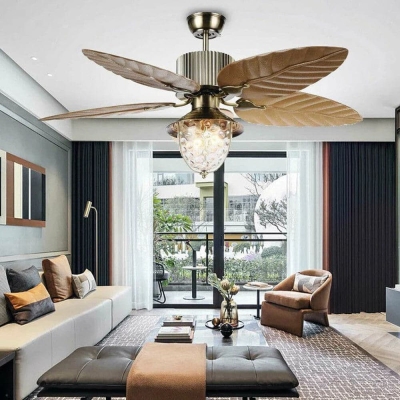 52 in. Tropical Modern Ceiling Fan with Glass Shade and Remote Control, Farmhouse Ceiling Fan with LED Light Kits for Living Room Dining Room Bedroom