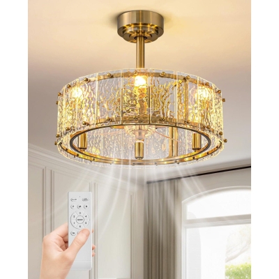 20 in. Gold Chandelier Ceiling Fan with Lights and Remote, Crystal Fandelier for Bedroom Kitchen Island Dining Room