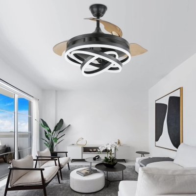 42 in. Retractable Ceiling Fan, Reversible Remote Control Ceiling Fan with Light for Living Room Bedroom Dining Room