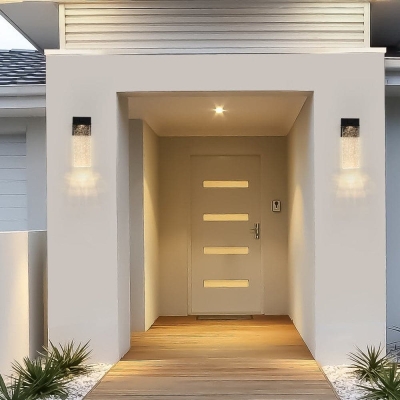 Outdoor Waterproof LED Crystal Wall Light, Outdoor Wall Lamp With Glass Diffuse for Patio Porch Garage Wall, Set of 2