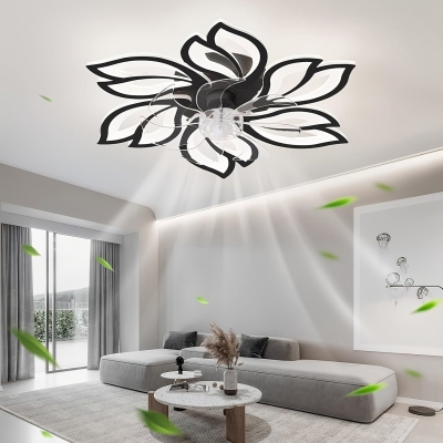 Modern Flower-Shaped Ceiling Fan with LED Light Remote Control, Smart Ceiling Fan for Living Room Bedroom Dining Room Kitchen
