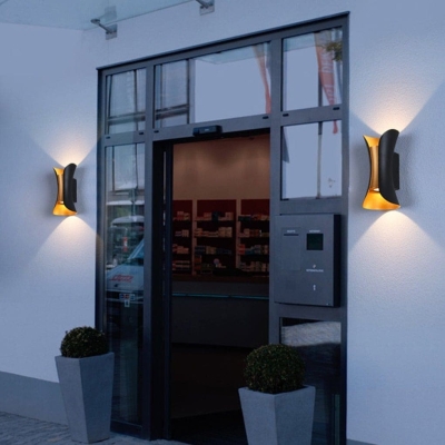 Durable Aluminum and Glass Outdoor Wall Lights, Powerful Up and Down Illumination for 107-161 sq ft, Stylish Curves and Lines Design