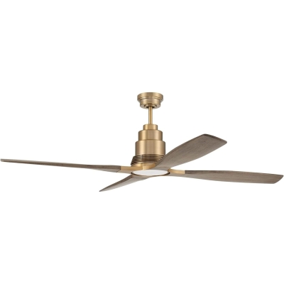 60 in. Indoor Ceiling Fan with LED Light and Remote, 4 Walnut Blades, Satin Brass Ceiling Fan
