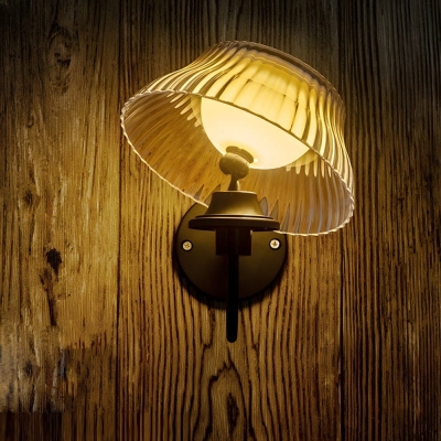 Durable IP44 Waterproof Outdoor Wall Light with Curved Black Metal Arm and Adjustable Solar-Powered Glass Shade for Easy Installation