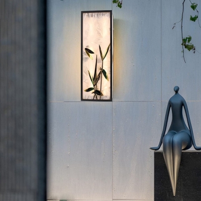 Durable Galvanized Steel Outdoor Wall Light with Unique Flower and Leaf Pattern Acrylic Lampshade, Waterproof Light Source for High-Temperature Resistance