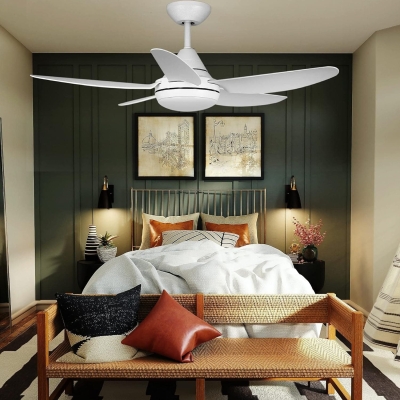 White Indoor Ceiling Fan Light Fixture and Remote Switch Control for Bedroom Living Room Dining Room, 5 Blade Ceiling Fan