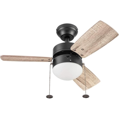 30 in. Contemporary Ceiling Fan, Indoor LED Ceiling Fan with Light, Pull Chain, Reversible Fan for Summer Winter, Bronze Modern Fan with Light