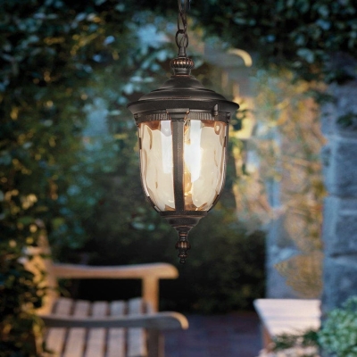 Retro Industrial Style Waterproof Aluminum Glass Pendant Light for Outdoor Spaces, Perfect for Porch, Patio, Entryway, Balcony, or Garage