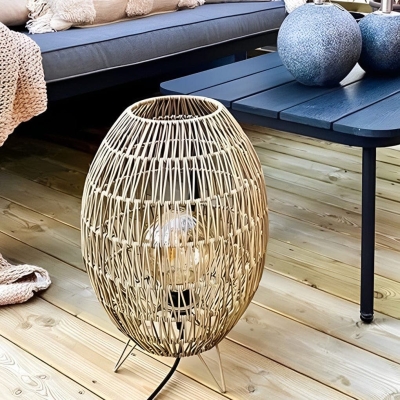 Rustproof Rattan Weaving Outdoor Floor Lamp, Perfect for Gardens, Terraces, Balconies, Camping, and Holiday Parties, Cozy Decorative Lighting