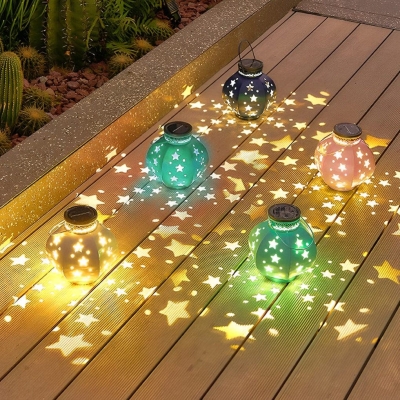 Vintage Iron Solar Lanterns with Star Projection, Rustproof, Waterproof, Energy-Saving Outdoor Lighting for Gardens, Porches, and Trees