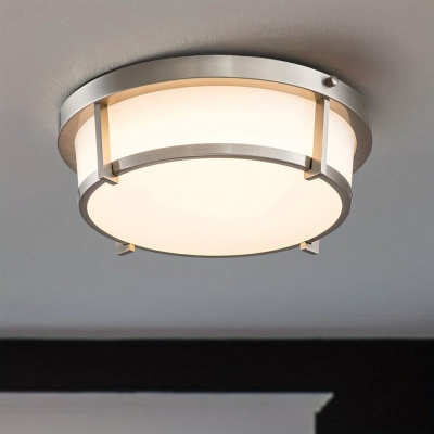 Modern LED Flush Mount Ceiling Light, White Dimmable Flush Mount Light with Circle Acrylic Lamp Shade for Living Room Bedroom Dining Room Office Hallway Closet Balcony