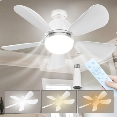 White Socket Fan Light with Remote, Screw In Ceiling Fans with Lights, Silent Ceiling Fan for Bedroom Living Room Kitchen Dining Room, Garage Ceiling Fan