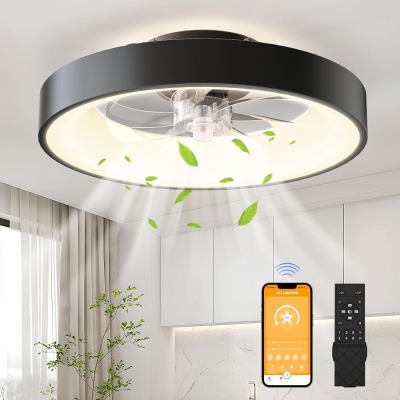 20 in. Modern Fandelier Flush Mount with Lights, Smart Fans with APP Remote, Bladeless Ceiling Fan Light Fixture for Bedroom Kitchen