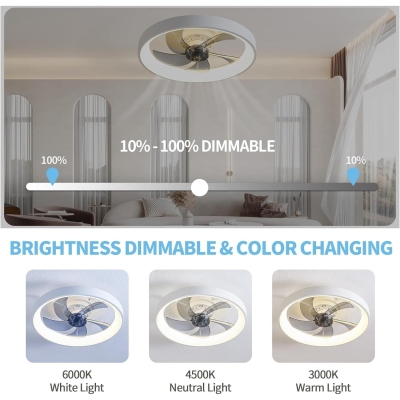 Remote Control Ceiling Fan and Light, Flush Mount Ceiling Fan with Low Profile Light for Bedroom, Bladeless Dimmable Modern Ceiling Fan with Light