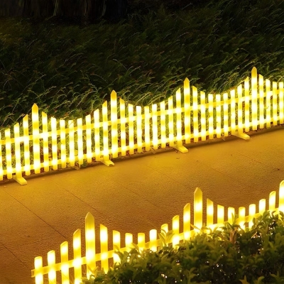 Wave Shaped Solar LED Lighted Garden Fence with Warm White &amp; Colored Lights, Solar or 110V Power Options, Remote Control, Easy Installation