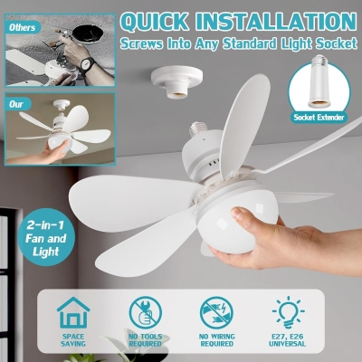16.5 in. Screw In Light Socket Fan for Bedroom Living Room Bathroom Kitchen Garage, Socket Remote Ceiling Fan with Light
