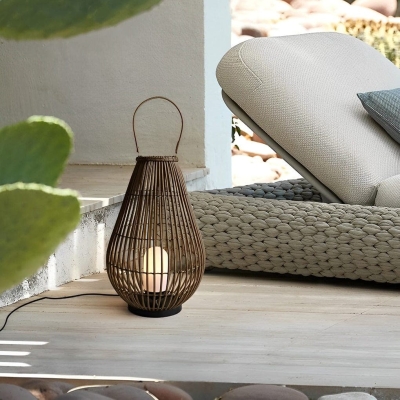 Durable Iron and Rattan Outdoor Lantern with Handle, Waterproof, Portable, and Stylish Lighting for Indoor and Outdoor Spaces