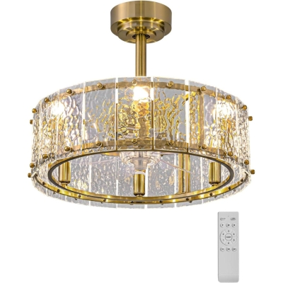 20 in. Gold Chandelier Ceiling Fan with Lights and Remote, Crystal Fandelier for Bedroom Kitchen Island Dining Room