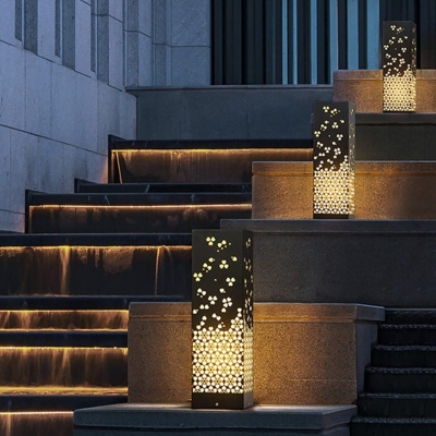 Elegant Stainless Steel Outdoor Light with Classic Hollow Carvings, Waterproof, Rust-Proof, and Impact-Resistant for Artistic Garden Decor