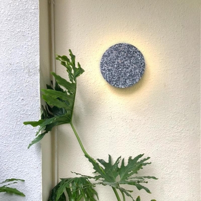 Modern Terrazzo Outdoor Wall Lights with Marble-Style Frames and Integrated LED, Available in White, Pink, Blue, or Black, 5 Sq. Meter Illumination