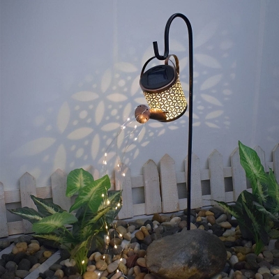 High-Efficiency Solar Garden Light with Unique Iron Kettle Design, Fast Charging, Long Battery Life, and Realistic Water Flow LED Strips