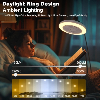 Light Socket Fan with Remote, Ceiling Fan with Lights, Round Ceiling Fan