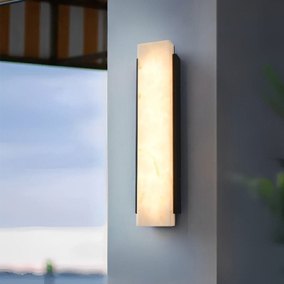 Stylish Stainless Steel Outdoor Wall Lamp with Imitation Marble Lampshade, IP65 Waterproof, Ideal for Porch, Garden, and Indoor Use
