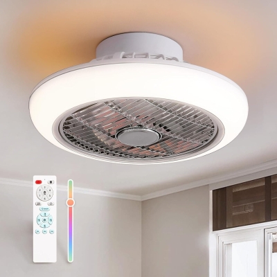 RGB Low Profile Ceiling Fan with Lights, Enclosed Flush Mount Remote Control Ceiling Fan and Light, Bedroom Ceiling Fans, Living Room Ceiling Fan