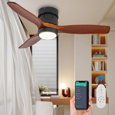 42 in. Farmhouse Modern Contemporary Fandelier Flush Mount and Light, Wood Blade Quiet Ceiling Fans with Remote, Elegant Ceiling Fans and Light