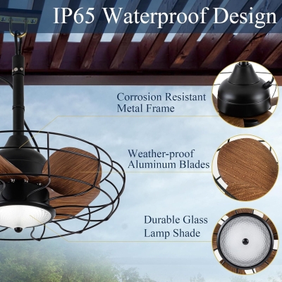20 in. Outdoor Patio Fans with Remote Control, Hanging Wet Rated Outdoor Ceiling Fans, Outdoor Fans for Pergolas, Gazebo Fan with Light