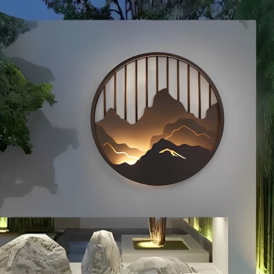 Elegant Outdoor Wall Light with Mountain Silhouette Design, LED Brightness, and Energy Efficiency, Perfect for Traditional and Modern Home Decor