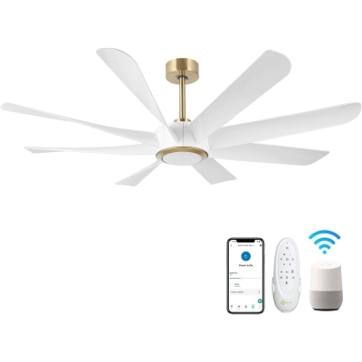 60 in. Modern White Gold Smart Wi-Fi Alexa Ceiling Fan with Light Remote, Indoor Reversible Quiet Ceiling Fans with Light