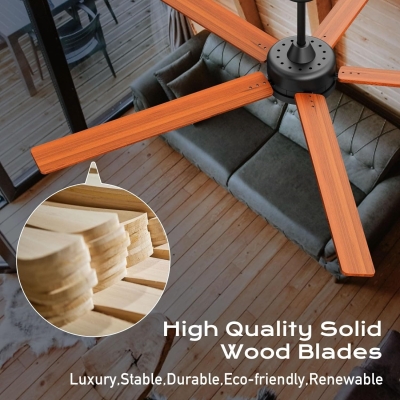 72 in. Contemporary Large Wood Remote Control Ceiling Fan and Light, Flush Mount Low Profile Ceiling Fan for Living Room, Outdoor Ceiling Fan for Patio