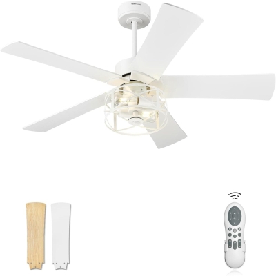 48 in. Indoor Outdoor Ceiling Fans, White Outdoor Ceiling Fans with Light and Remote