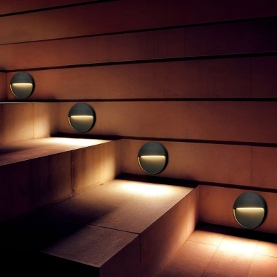 Round Waterproof and Rustproof Step Light for Indoor and Outdoor Use, Perfect for Stairs, Corridors, Decks, Porches, and Fences