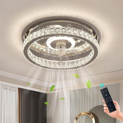 Modern Crystal Ceiling Fan with Light and Remote Control, Dimmable LED Ceiling Fan and Light, Ceiling Fan on Low Ceiling with Light