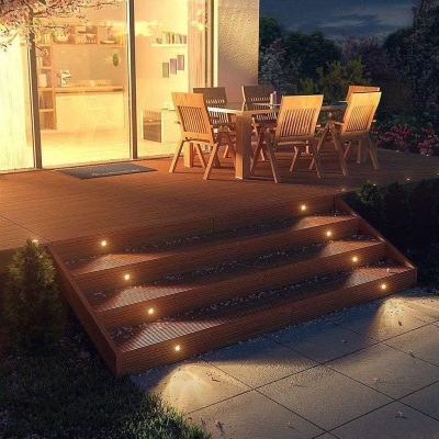 Durable Stainless Steel Outdoor Step Light, Waterproof, Easy Installation, Ideal for Pathways, Gardens, Courtyards, and Decks