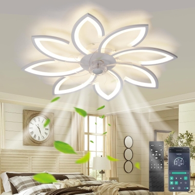 Bladeless Ceiling Fan with Light and Remote APP Control, Dimmable Low Profile Ceiling Fan, Smart Reversible Ceiling Fan