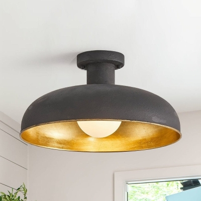 Industrial Black Flush Mount Light, Globe Semi Flush Mount Light Ceiling Light for Entryway Hallway Foyer