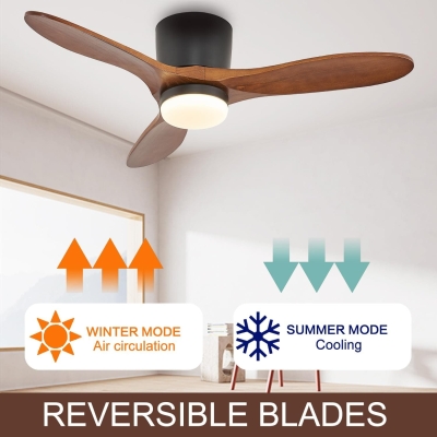 42 in. Smart Ceiling Fan with Remote Control, Wood Reversible Quiet Ceiling Fans, Compatible with Alexa