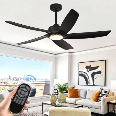 52 in. Black Ceiling Fan with Light, Modern Ceiling Fan for Living Room, Bedroom, Dimmable Outdoor Ceiling Fans